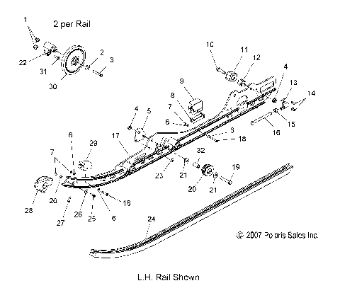 SUSPENSION, RAIL MOUNTING - S09PB6FS/FE (49SNOWSUSPRAIL086008BALL)