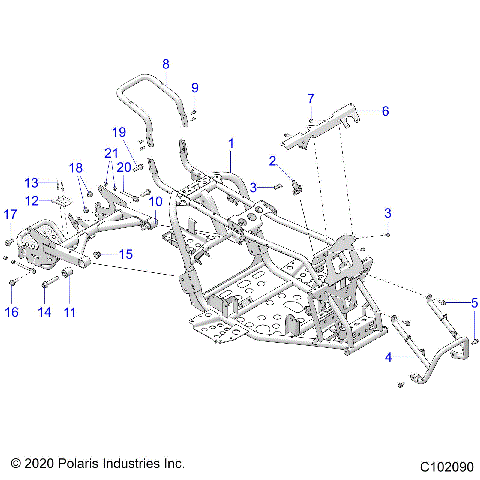 CHASSIS, FRAME ASM and SWINGARM - A23HBBO7B3/B7 (C102090)