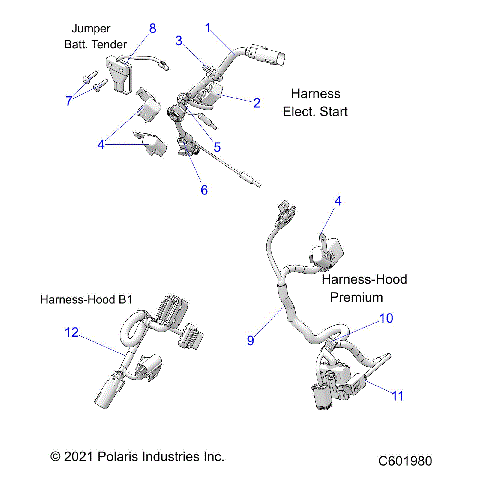 ELECTRICAL, WIRE HARNESS, HOOD, ELEC. START - S23TLG8RS/8RE (C601980)