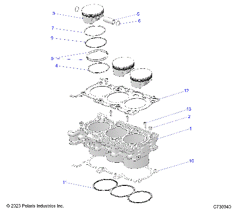 ENGINE, CYLINDER AND PISTON - R25X6W1RB9/BD/BM (C730940)