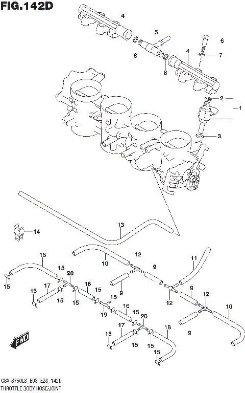 THROTTLE BODY HOSE/JOINT (GSX-S750ZL8 E33)
