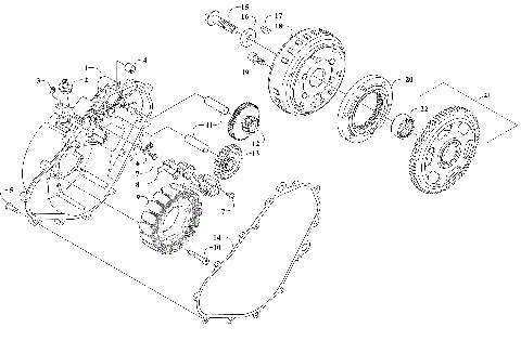 STATOR, FLYWHEEL AND STARTER GEAR ASSEMBLIES  [304067]