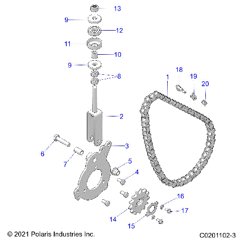 DRIVE TRAIN, CHAIN TENSIONER AND SPROCKET - Z25HCA18A4/A7/B4/B7 (C0201102-3)