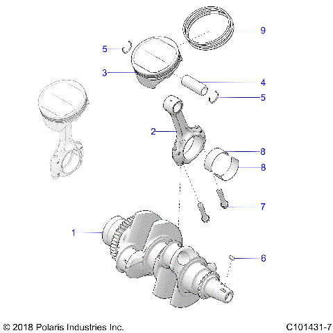 ENGINE, CRANKSHAFT and PISTON - A25SXD95A9 (C101431-7)