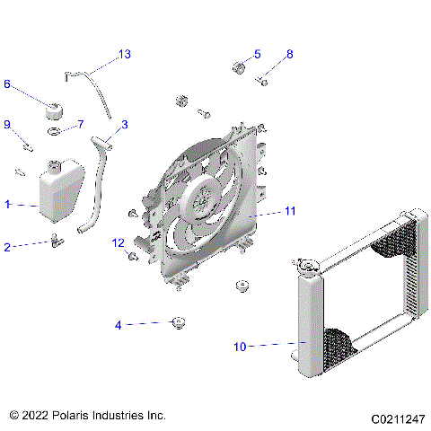 ENGINE, COOLING SYSTEM, RADIATOR, FAN & OVERFLOW BOTTLE - A23SHE57FS/S57FS/CS/CP/ES/EP (C0211247)