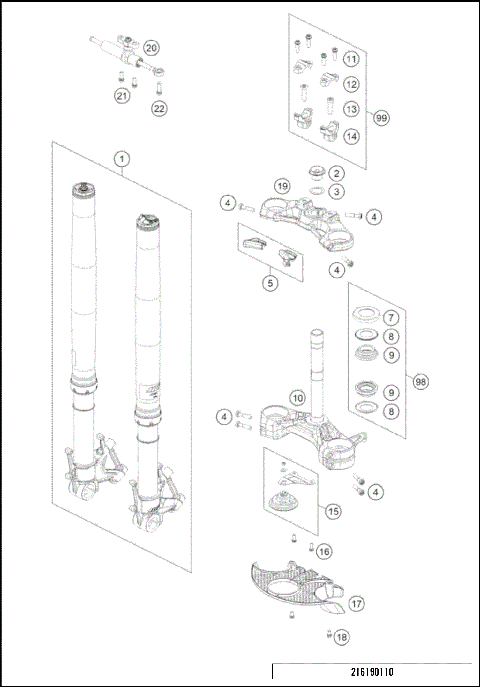 FRONT FORK, TRIPLE CLAMP
