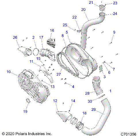 DRIVE TRAIN, CLUTCH COVER AND DUCTING - Z21NAE99FG/E99NG/S99CG/S99FG (C701356)
