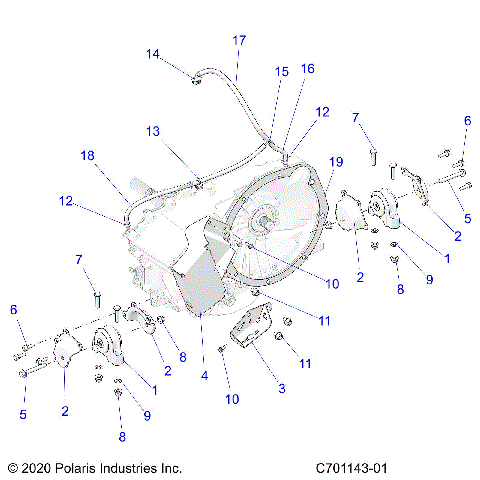 DRIVE TRAIN, GEARCASE, MAIN, MOUNTING -  Z22RGL2KAP/AL/BK/BP/BT (C701143-01)