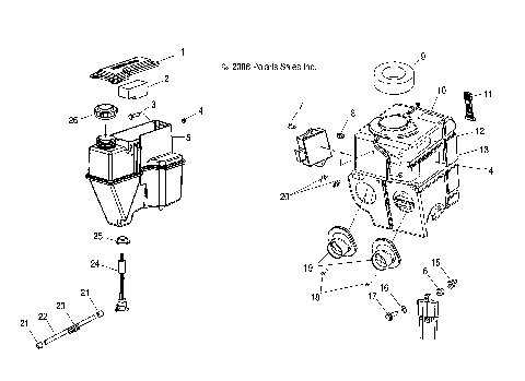 ENGINE, OIL TANK and AIRBOX ASM. - S08ND5BS (49SNOWOILTANKAIRBOX08550)