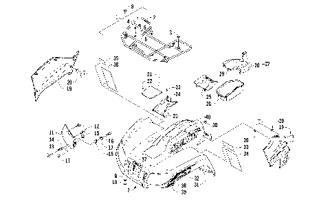 FRONT RACK, BODY PANEL, AND HEADLIGHT ASSEMBLIES [97719]