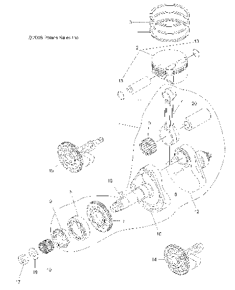 ENGINE, CRANKSHAFT and PISTON - A14TN55FA (49ATVCRANKSHAFT09SPXP550)