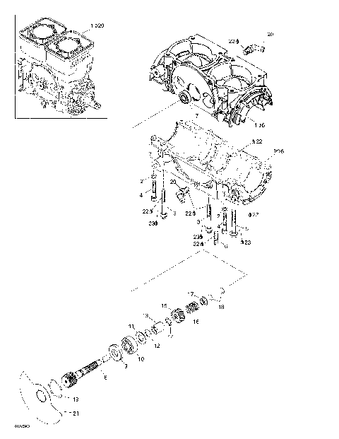 01- Crankcase, Rotary Valve
