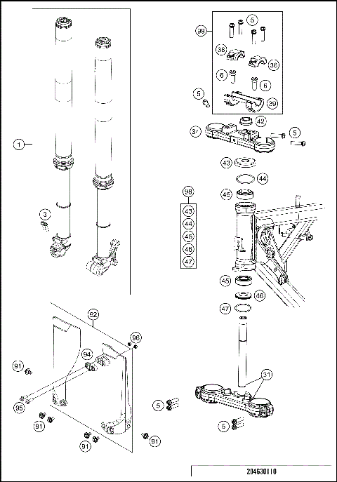 FRONT FORK, TRIPLE CLAMP