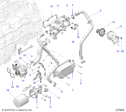 ENGINE, OIL FILTER, OIL COOLER AND THERMASTAT - Z25RRL2KAL (C77018)
