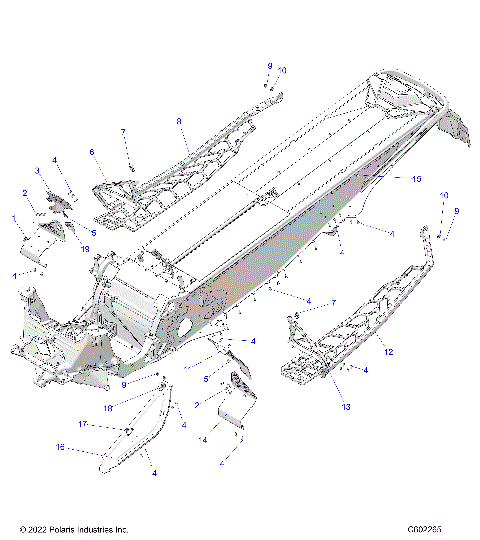 CHASSIS, CLUTCH GUARD, FOOTRESTS, and RUNNINGBOARDS - S23TDE8RS (C602265