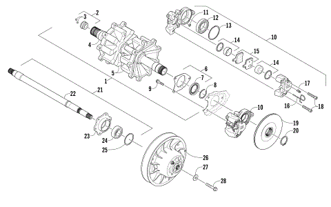 DRIVE TRAIN SHAFTS AND BRAKE ASSEMBLIES