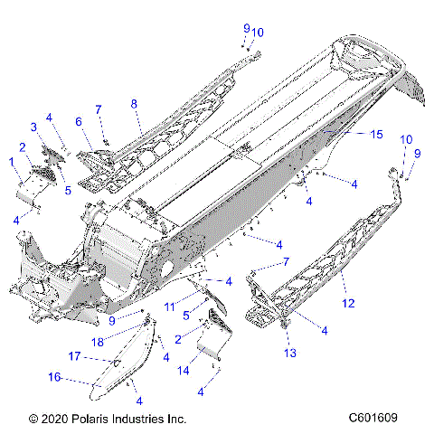 CHASSIS, CLUTCH GUARD, FOOTRESTS, and RUNNINGBOARDS - S21TDV8RS/8RE ALL OPTIONS (C601609)