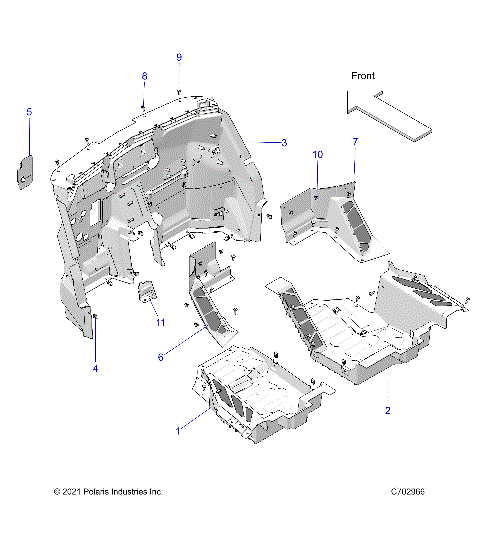 BODY, FLOOR PANELS, FRONT - Z23RMU2KAN/BN (C702966)
