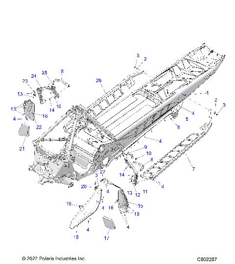 CHASSIS, CLUTCH GUARD,  FOOTRESTS, AND RUNNING BOARDS - S24TGG8RS (601008C)