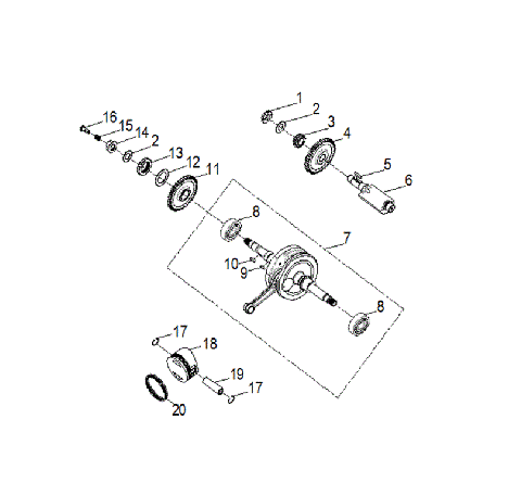 ENGINE, CRANKSHAFT and PISTON - A19YAP20N4 (A00035)