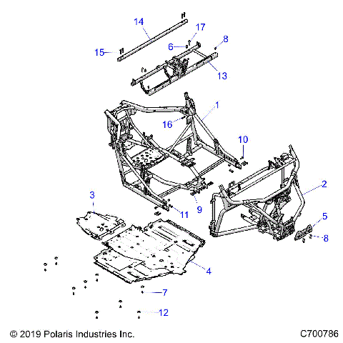 CHASSIS, MAIN FRAME AND SKID PLATES - G21GAJ99AC/AW/BC/BW (C700786)