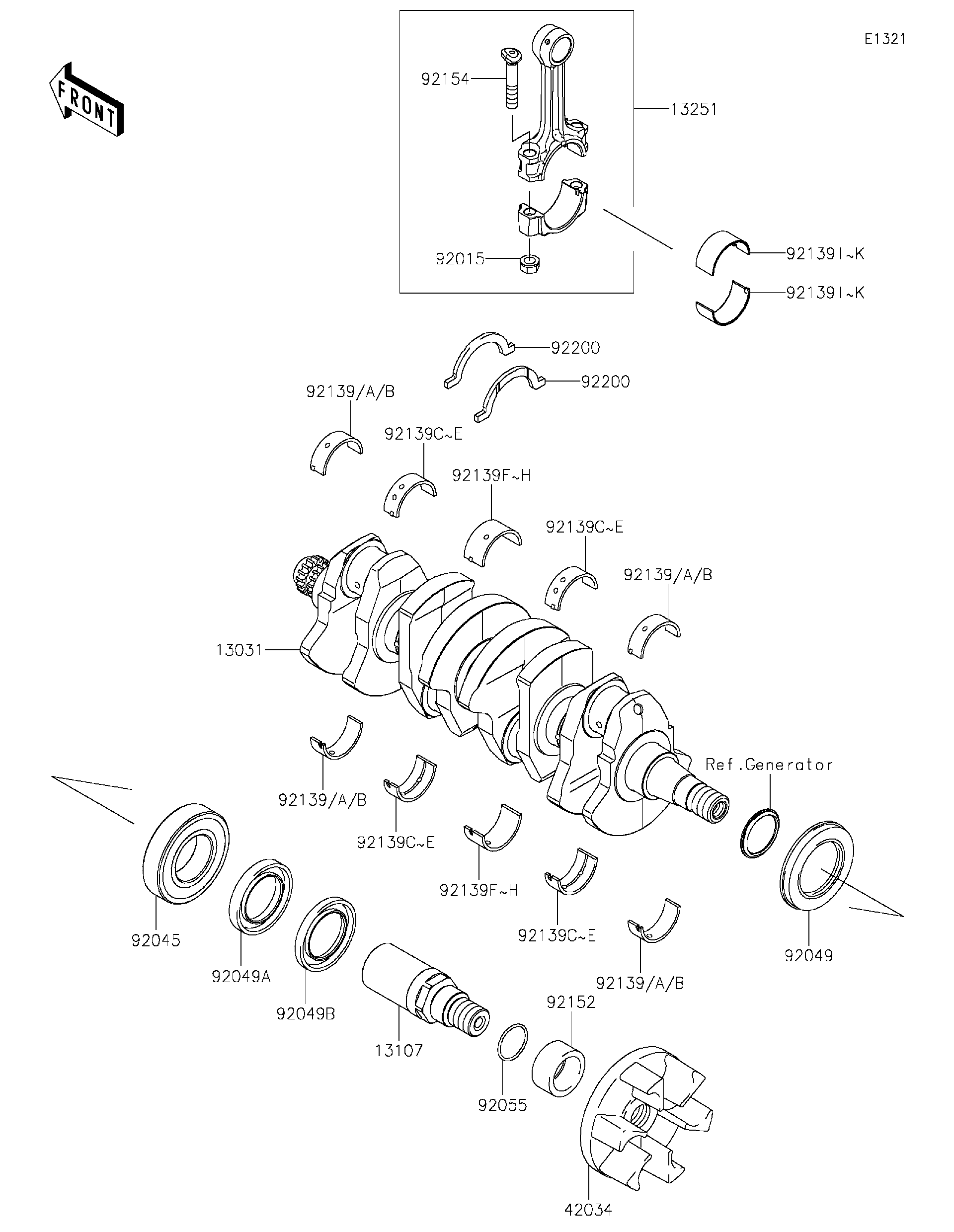 2021 Kawasaki JET SKI SX-R Crankshaft Watercraft Parts