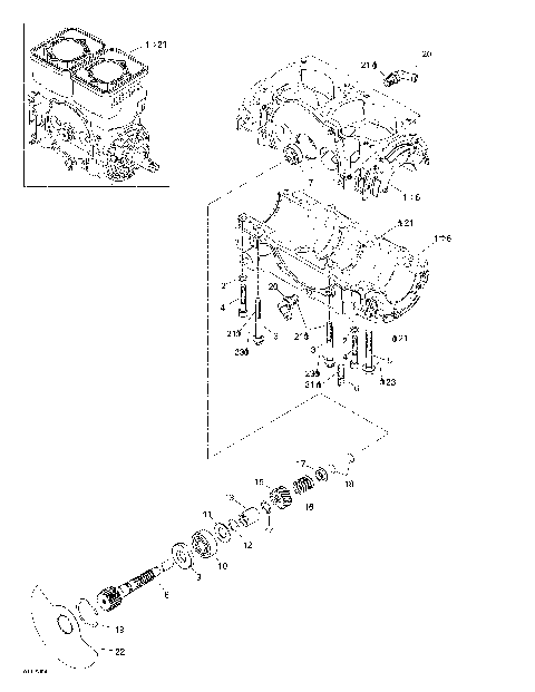 01- Crankcase, Rotary Valve