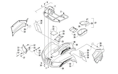 FRONT RACK, BODY PANEL, AND HEADLIGHT ASSEMBLIES