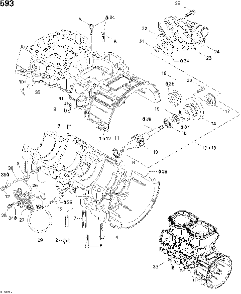 01- Crankcase, Water Pump And Oil Pump