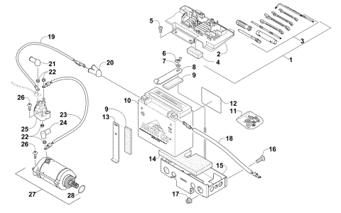BATTERY AND STARTER ASSEMBLY