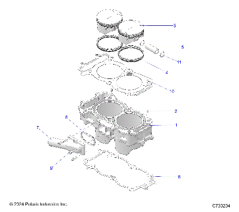 ENGINE, CYLINDER AND PISTON - R25RSF99AY/AL (C700349-1)