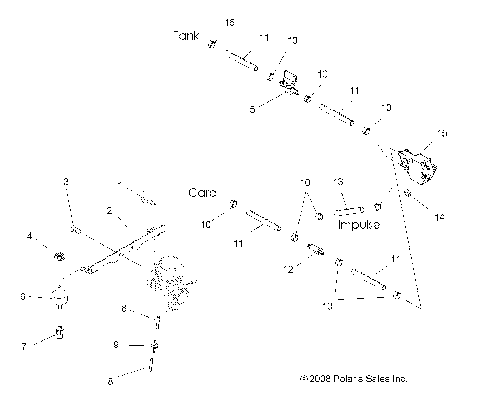 ENGINE, CARBURETOR MOUNTING and FUEL LINES - A10MH50AJ/AX/AZ (49ATVCARBBRKT09SP500)