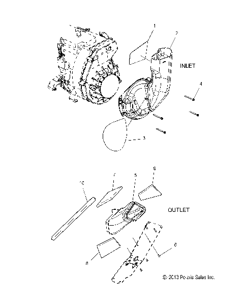 ENGINE, AIR INLET and OUTLET DUCTS - S15CT5BEL/BSL/BSM (49SNOWDUCT14550)