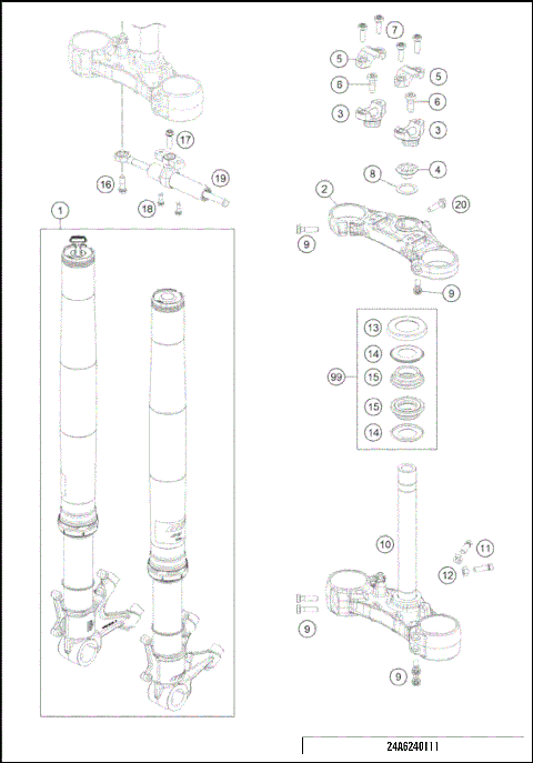 FRONT FORK, TRIPLE CLAMP
