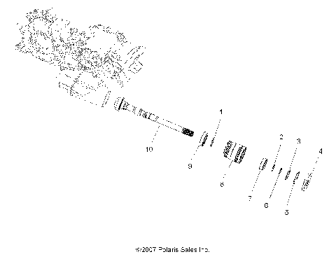 DRIVE TRAIN, MAIN GEARCASE OUTPUT SHAFT - A08DN76FC (49ATVSHAFTOUTPUT08SPX25)