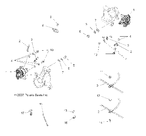 BRAKES, REAR BRAKE LINES - A08TN50EA (49ATVBRAKERR08X2500QUAD)