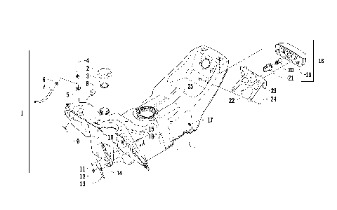 GAS TANK AND TAILLIGHT ASSEMBLY [92242]