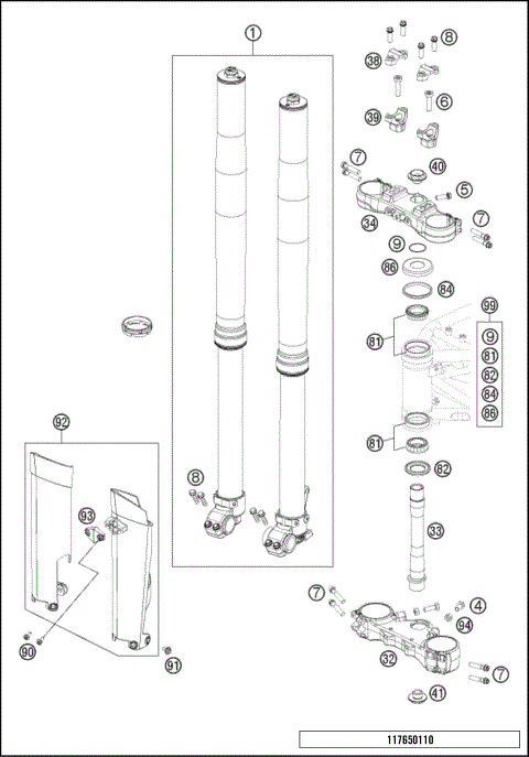 FRONT FORK, TRIPLE CLAMP