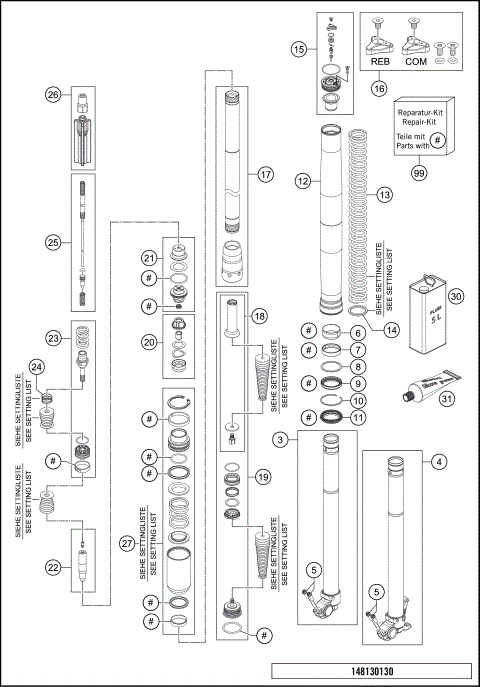 FRONT FORK DISASSEMBLED