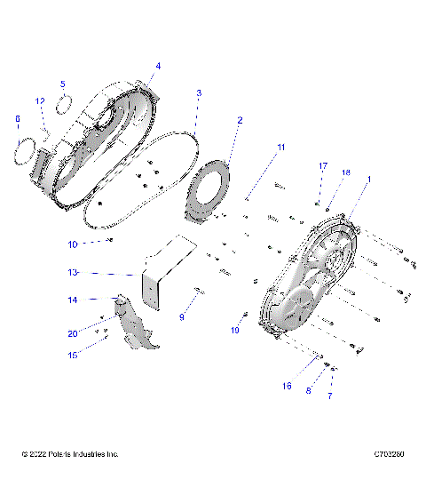 DRIVE TRAIN, CLUTCH COVER, INNER/OUTER - Z23RMU2KAN/BN (C703260)