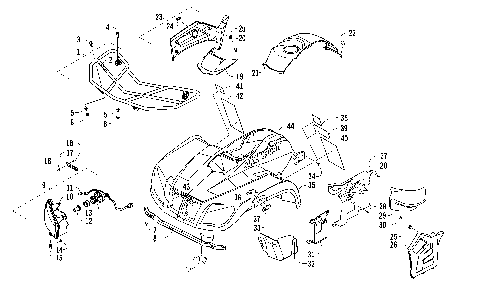 FRONT RACK, BODY PANEL, AND HEADLIGHT ASSEMBLIES [97667]