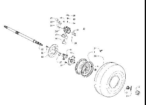 REAR WHEELS, AXLE, AND BRAKE ASSEMBLY [303373]