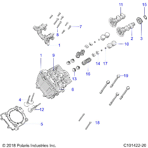 ENGINE, CYLINDER HEAD, CAMS AND VALVES - Z20CHA57K2 (C101422-20)
