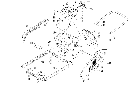 REAR BUMPER, RACK RAIL, SNOWFLAP, AND TAILLIGHT ASSEMBLY [97080]