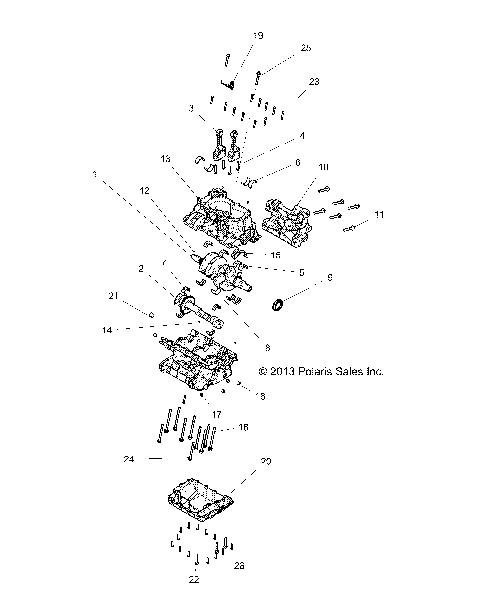 ENGINE, CRANKCASE AND CRANKSHAFT - Z16VDE99FM/NM (49RGRCRANKCASE14RZR1000)