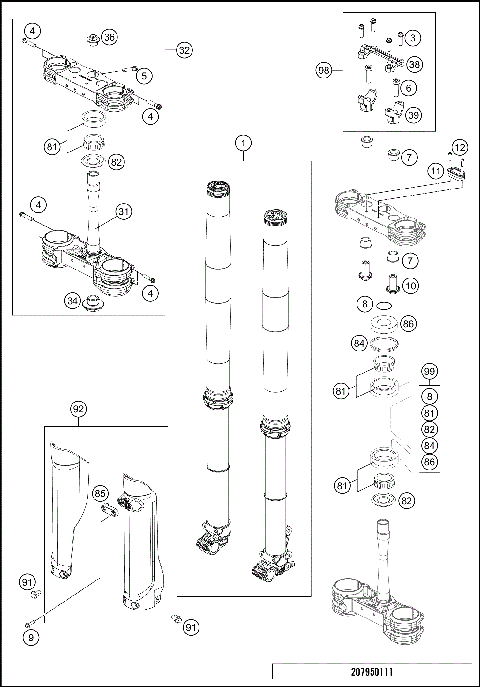 FRONT FORK, TRIPLE CLAMP