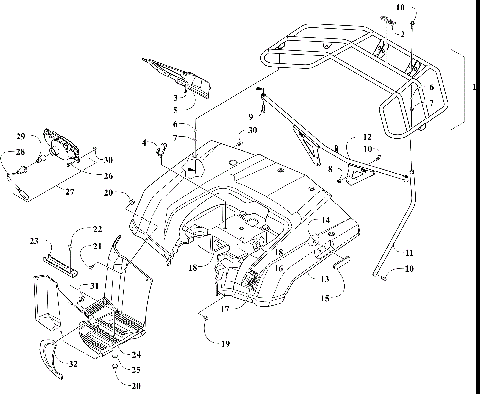 REAR BODY, RACK, AND TAILLIGHT ASSEMBLY [304283]