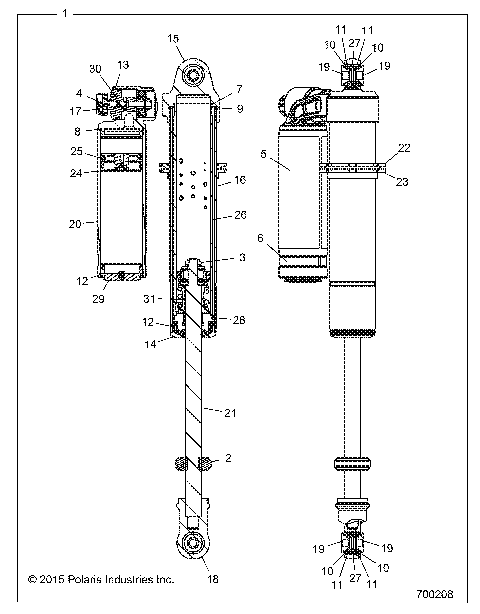 SUSPENSION, FRONT SHOCK (7044374/5) - Z15VDE99AT/AL/AV/AW/LP/EW/AO/AP/AZ/NV/NW/K99AA/AU (700208)
