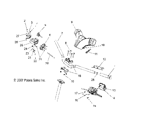 STEERING, HANDLEBAR and THROTTLE ASM. (LX) - S08PD6HS (49SNOWHANDLEBAR08IQLXCFI)