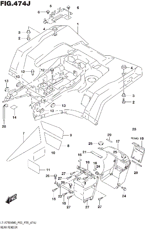 REAR FENDER (LT-A750XPZM0 P33)